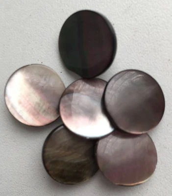 Perlmuttknöpfe, 6 braune, schillernde Knöpfe, 14mm - Bild 1 von 2