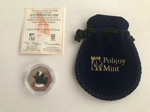 2018 FALKLAND ISLANDS PENGUIN ~ GENTOO ~ COLOURED 50 PENCE BU BUNC COA & BAG - Picture 1 of 5