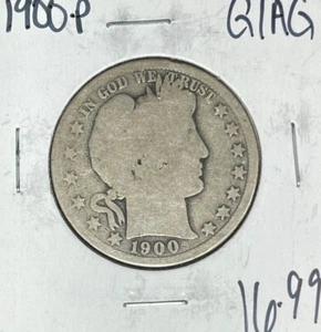 1900-P MEDIO DÓLAR DE PLATA BARBERO ~ BUENO/AG ~ BONITA MONEDA~ - Imagen 1 de 2