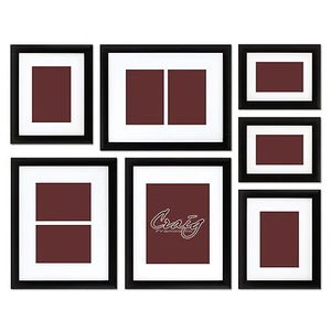Craig Frames 1WB3BK Black Picture Frame, 7-Piece Wall Set with a Single Mat - Picture 1 of 5