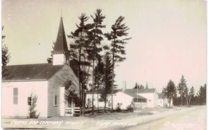 Camp McCoy Chapel Company Street RPPC foto reale 1910 WI - Foto 1 di 2