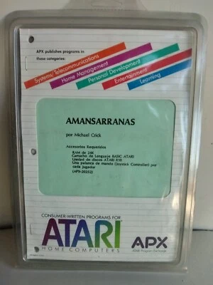 AMANSARRANAS; Atari 400/800/XL/XE Disk w/manual APX-20252; Plastic Cvr; Spanish - Image 1 of 2