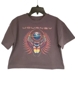 New Journey Captured Logo Juniors Teen Size 12 Oversized Cropped 80s Rock Tee - Picture 1 of 4