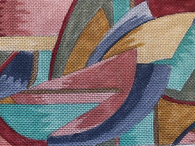 Rosalie Peters Abstract Geometric Handpainted Needlepoint Canvas Geometric A129 - Image 1 of 4