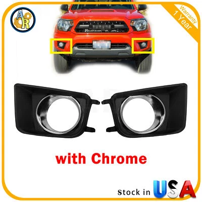 Fog Lamp Bezel Trim Cover w/Chrome for 2012 2013 2014 2015  Toyota Tacoma Foto 1 de 4