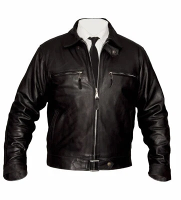 Stierleder Flieger Jacke in Schwarz BF 109 Jagdflieger Historische Echtleder Neu - Bild 1 von 4