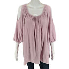 Lands End Everyday Trendy Top 3X Plus Sz Lilac Cold Shoulder Modern Tee Shirt
