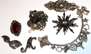 Vintage In Seattle Jewelry-Fabulous mixed silvertone metal Brooch Pin Lot#341 - Picture 1 of 2