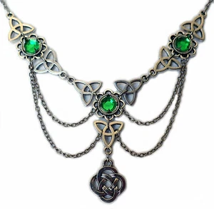 Celtic Triquetra Trinity Knot Renaissance Irish Choker Necklace Bridal Jewelry - Picture 1 of 19