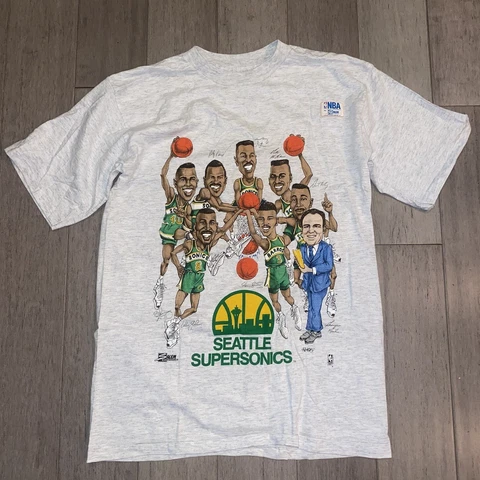 NEW Vtg Seattle Supersonics shirt Sonics NBA Salem Tshirt NOS 90s Mens MEDIUM Cover