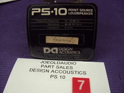 Design Acoustics PS-10 Rear Panel Logo. Parting out PS-10 Speakers - Image 1 of 3