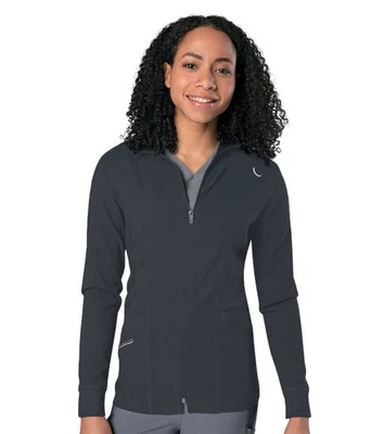 URBANE ALIGN stretch face resistant full zip 3 pocket scrub jacket CHARCOAL -M/L - Image 1 of 2