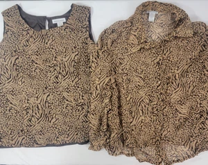 Jessica London Damen 2 Stück Langarm Shirt Shell transparent braun Größe 24 SEIDE - Bild 1 von 11