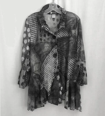 Damee Inc. Сетка эластичная куртка верхний оборкой воротник в горошек размер средний - Изображение 1 из 4