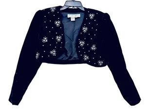 Chaqueta Bolero Lillie Rubin Vintage Mujer Talla 4 Negro Terciopelo Cristales Racimos - Imagen 1 de 22
