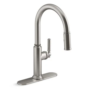 KOHLER Revolv 1-Handle Pull Down Sprayer Kitchen Faucet in Vibrant Stainless - Picture 1 of 12
