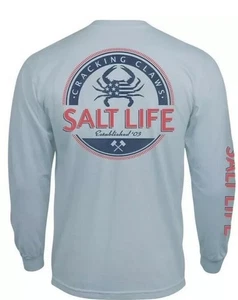 CAMISETA SALT LIFE Azul "ALETA TRASERA" GARRAS CREPITANTES L/S BOLSILLO HOMBRE XXL 2X NUEVA CON ETIQUETAS - Imagen 1 de 1