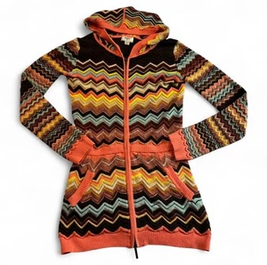 Missoni for Target Pulloverkleid Damen XL Kapuze Strick Reißverschluss bunt Chevron - Bild 1 von 3