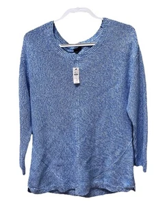 Neu mit Etikett Talbots blauer Pullover Zopfmuster Pullover gewellter Saum Damengröße 1X - Bild 1 von 7