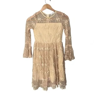 Trish Scully Beige Lace Bell Sleeve Dress Girl's Size 12 - Picture 1 of 7