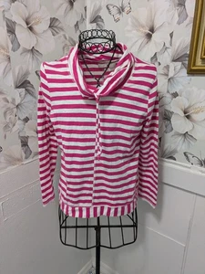 Chicos Größe 0 Damen rosa weiß gestreift Wasserfallausschnitt Baumwolle Strick Top - Bild 1 von 4