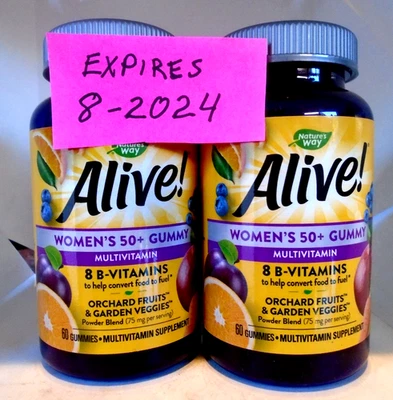 Nature's Way Alive женские 50+ жевательные поливитамины смешанные ягоды, 60 жевательных резинок 2-УПАКОВКИ - Изображение 1 из 2