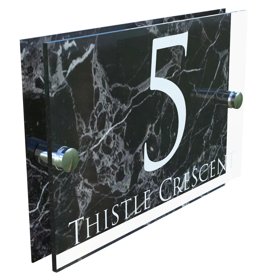 Contemporary Marble HOUSE SIGN / PLAQUE / DOOR / NUMBER / GLASS EFFECT ACRYLIC - Image 1 of 4