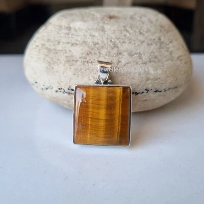 Bonito colgante de piedras preciosas ojo de tigre de plata de ley 925 regalo de San Valentín PG4634 Foto 1 de 4