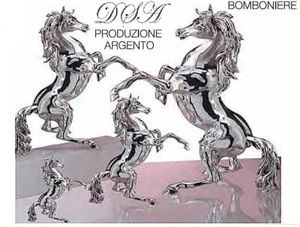 Large Prancing Horse Statue 15 Cm H In Galvanized Silver 925% Glossy 7010 - Picture 1 of 4