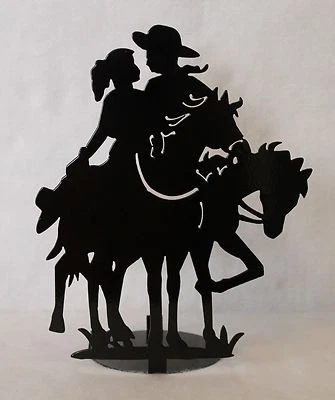  Candelabro Western Caballo Espalda Pareja Caballos Plasma Metal Arte Foto 1 de 4