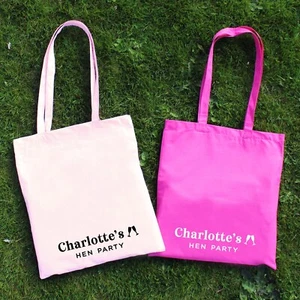 Personalised Pink Hen Party Bag Cotton Shopper Hen Do Favour Gift Bags Bride - Picture 1 of 9