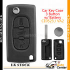 3 Buttons Flip Car Key Case for Peugeot 307 308 207 SW CC Remote Fob VA2 CE0523