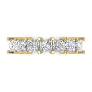 14K Yellow Gold Eternity Wedding Band - 1.75 ctw Princess Cut Simulated Diamond - Picture 1 of 5