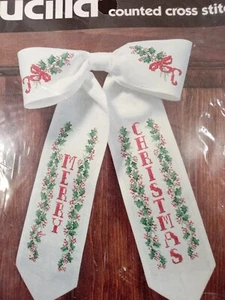 Bucilla 83652 Counted Cross Stitch Kit Deck the Halls Holiday Bow Vintage 1996 - Picture 1 of 7