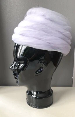 VTG 60'S PRETTY!! LILAC PURPLE TULLE ORGANZA SWIRL PILLBOX TURBAN HAT - Image 1 of 3