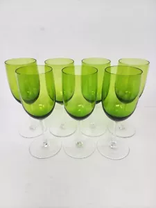 Set of 7 Dark Lime Green Cordial Glasses Goblets - Picture 1 of 4