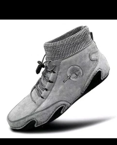 Leather Loafers Waterproof Lightweight Handmade High Top Sneakers Boots Non Slip - Picture 1 of 7