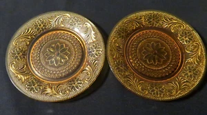 2 Indiana Diadem Gold Sandwich Glas Bernstein 8 1/4" Salat Mittagessen Teller hervorragender Zustand - Bild 1 von 7