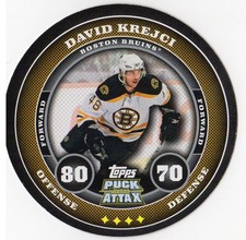 2009-10 Topps Puck Attax Boston Bruins Hockey Card #14 David Krejci