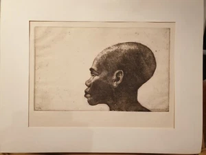 Charles Wilbert White 1974 Profile Radierung in Braun - Bild 1 von 5