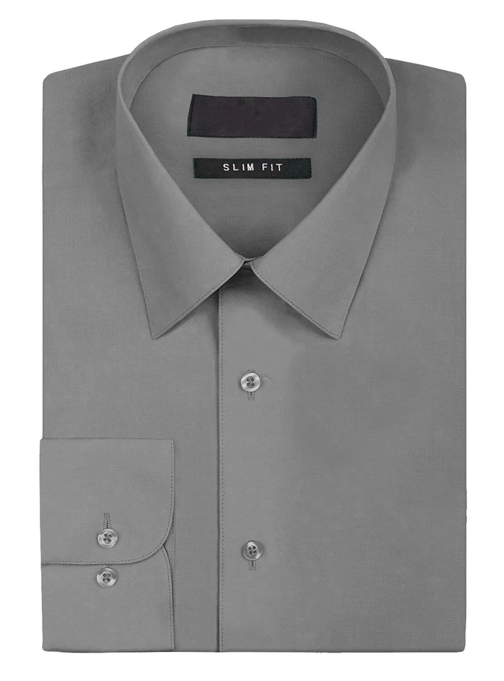 Camisa de vestir Omega Italia premium ajustada con botones manga larga color liso para hombre Foto 1 de 2