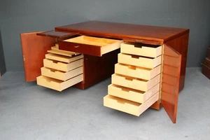 Scandinavian writing desk twin pedestals many birch drawers 2 extensions 1960’s - Picture 1 of 12