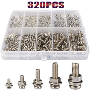 Kit surtido de tornillos y tuercas de acero inoxidable 320 piezas M2 M2,5 M3 M4 M5 - Imagen 1 de 7