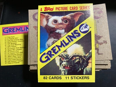 1984 Topps Gremlins набор #1-82 отсутствует 2 карты включает в себя 5 оберток без наклеек - Изображение 1 из 2
