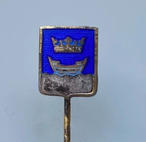 HELSINKI Insignia de Plata Vintage Pin Escudo de Armas de la Ciudad Finlandia Pinback Bandera - Imagen 1 de 5