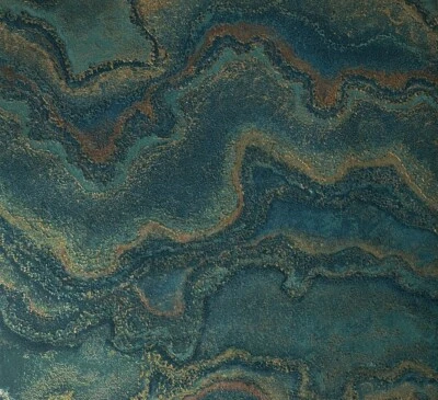 Emerald green gold metallic Faux mineral marble topaz stone Textured wallpaper - Image 1 of 4