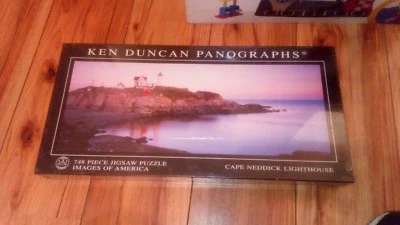 KEN DUNCAN PANOGRAPHS 748 PIECE JIGSAW PUZZLE NEW CAPE NEDDICK LIGHTHOUSE XMAS - Image 1 of 4