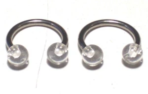 2 - 14g 1/2 Clear UV Glow Ball Horseshoe VCH Hood Christina 316L Surgical Steel - Picture 1 of 3