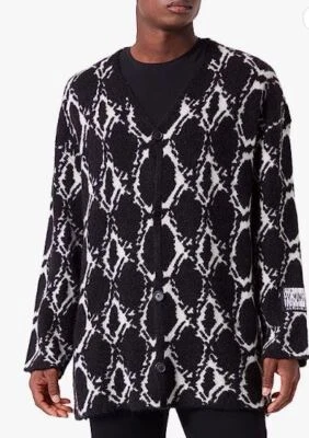 Just Cavalli Cárdigan Hombre Tejido Gran Tamaño Logo Manga Código de Barras 01 PVP £698 Foto 1 de 4