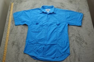 Vintage Bugle Boy Blue Button Short Sleeve Shirt Medium - Picture 1 of 5